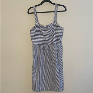 Blue and white stripped mini dress